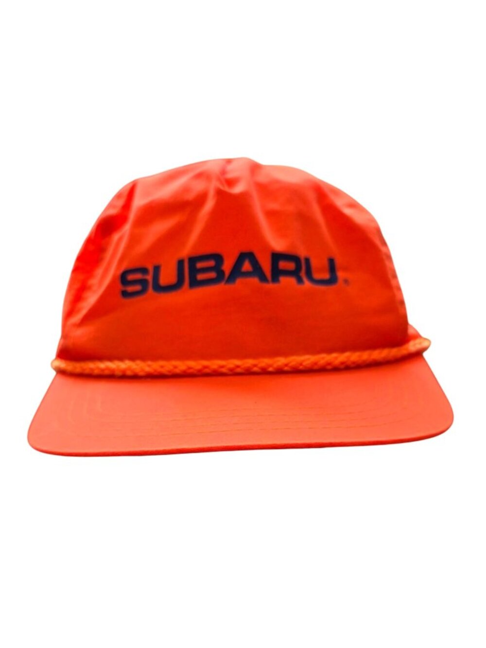 Vtg Subaru Logo Orange Adjustable Strapback Hat Cap Rope Detail Sportcap Supreme